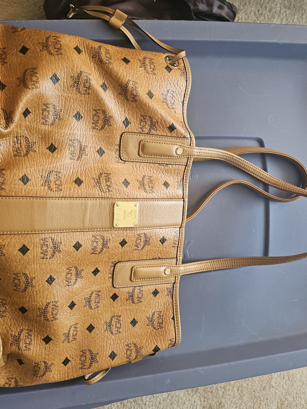 MCM Cognac Visetos Logo Tote Bag - Cognac Brown